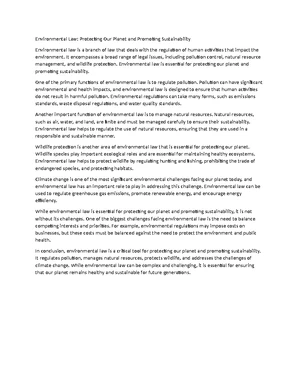 Environmental Law - Study Notes & Assignments - Studocu