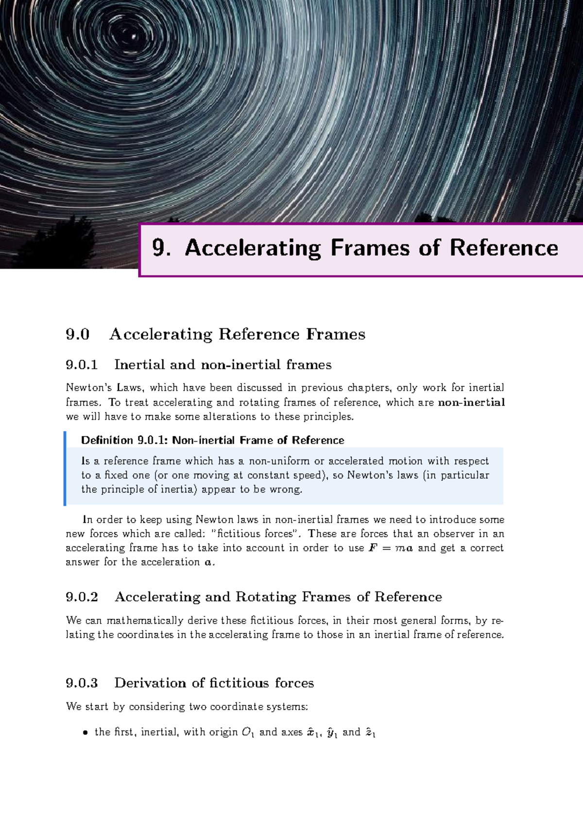 9.0 Accelerating Frames of Reference: Understanding Fictitious Forces ...