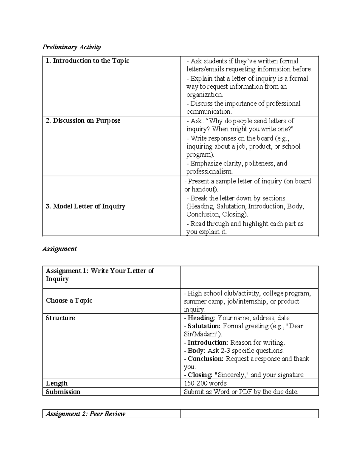 ENG04 - Letter of Inquiry Assignment Overview - Studocu
