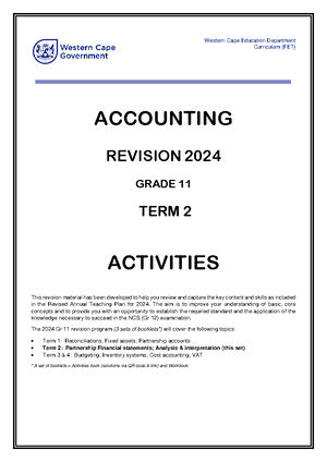 Accounting Grade 11 Revision Term 1 2024 - Western Cape Education ...