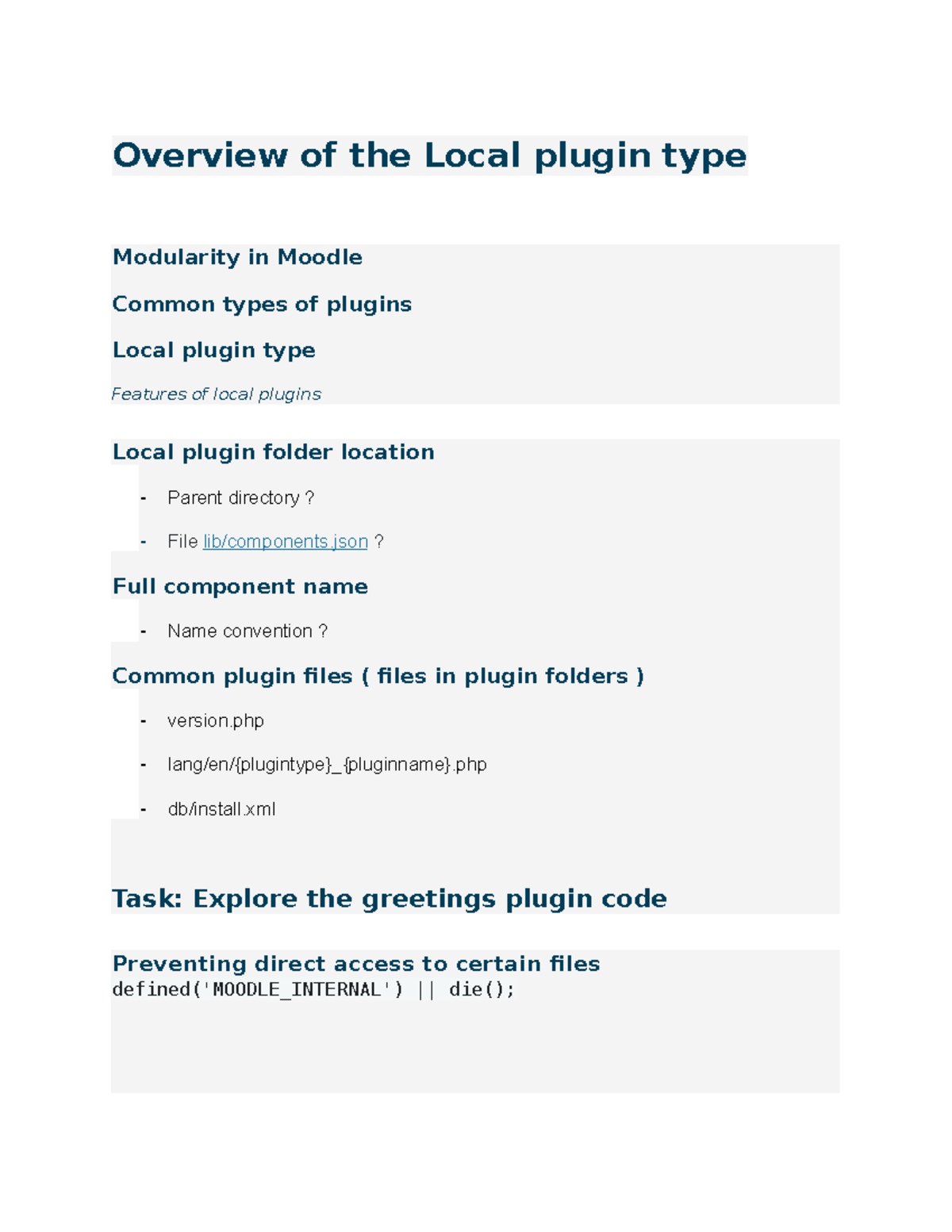 Local Plugin Type Overview: Features, Structure, and APIs in Moodle ...