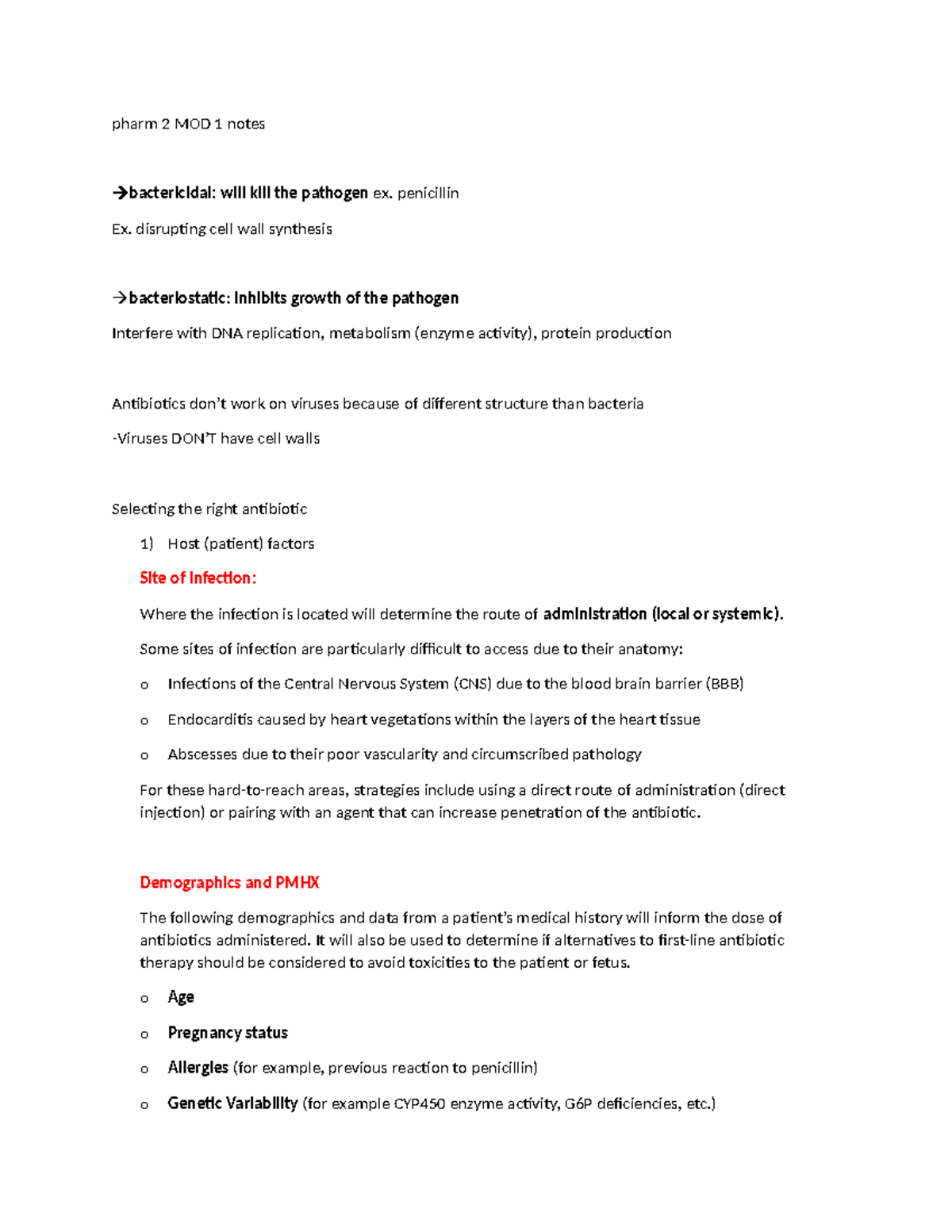 Pharm 2 MOD 1 Antibiotic Mechanisms & Resistance Notes - Studocu