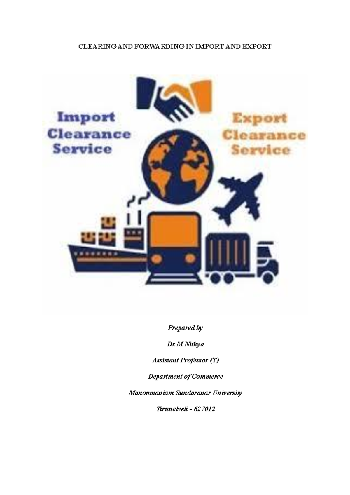 JSCO31 III Sem: Clearing and Forwarding in Import & Export Overview ...
