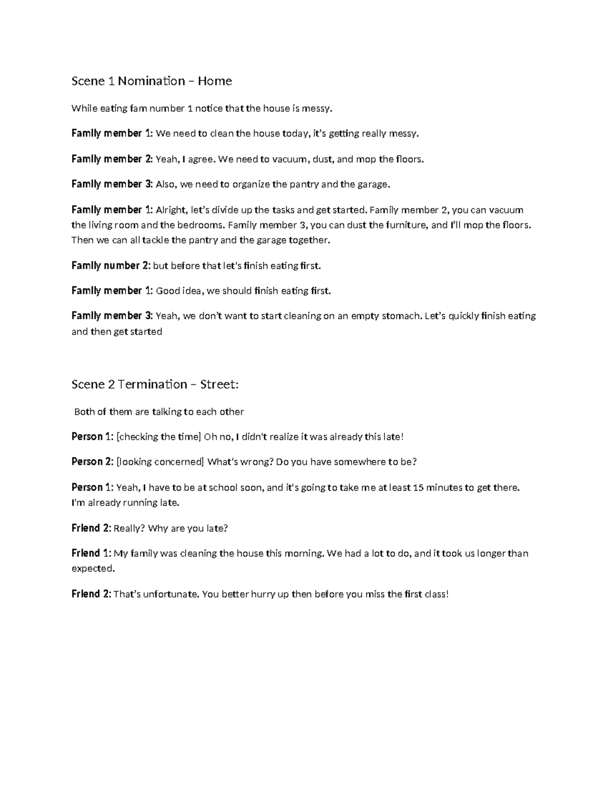 Oral Communication Q2 Role Play Scenarios and Dialogues - Studocu