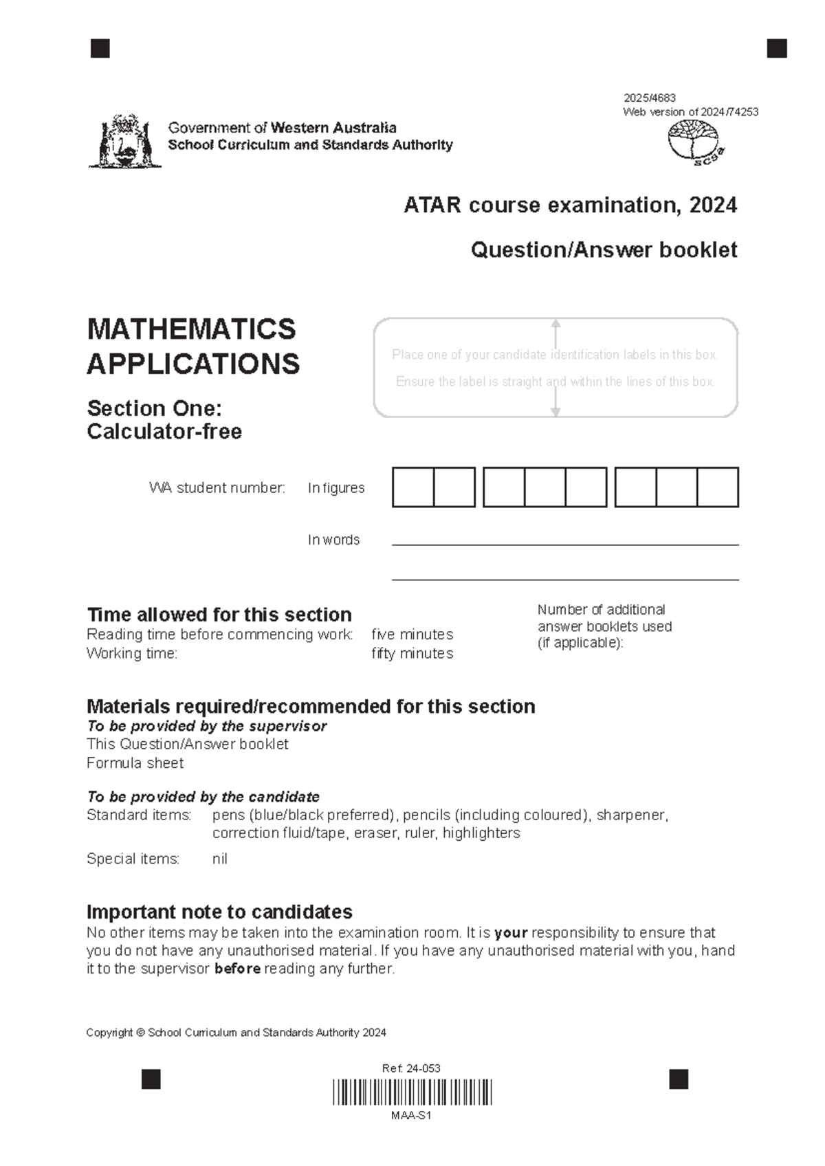 2024 MAA Final Exam: Calculator-Free Web Version Guide - Studocu