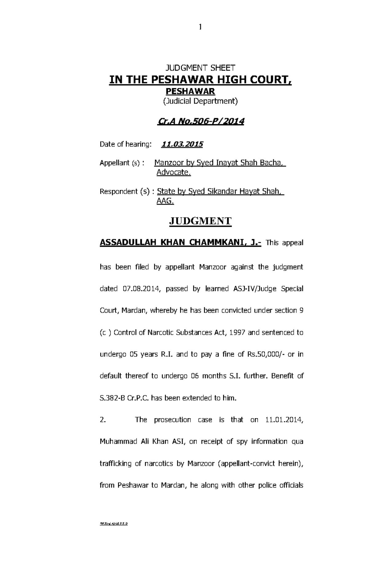Manzoor-Vs-State - Summary Law of evidence - JUDGMENT SHEET IN THE ...