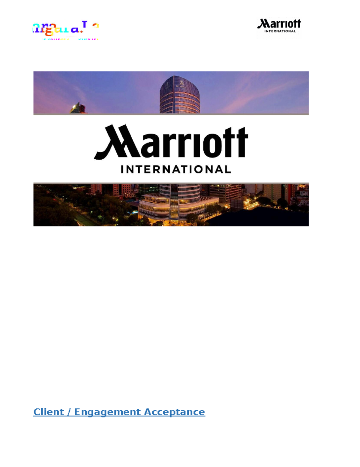 RAMP Assignment - Audit Engagement Considerations for Marriott Int'l ...