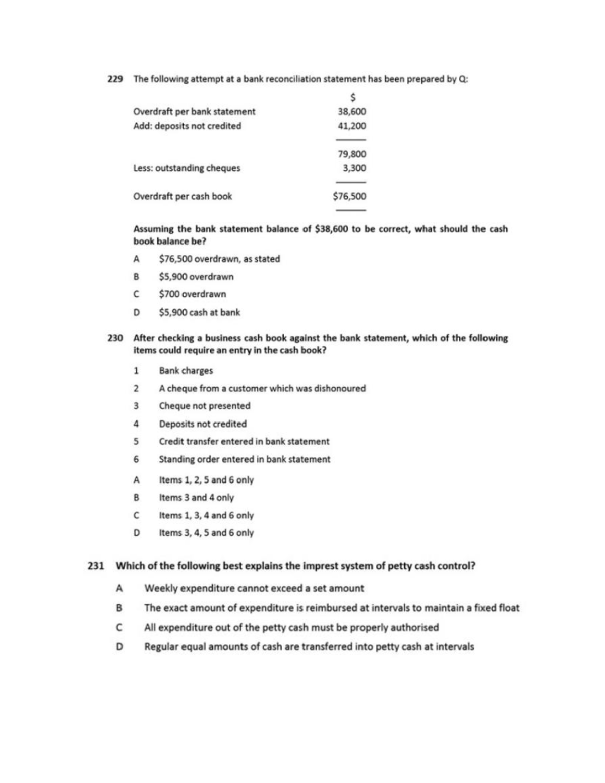 Bank Recon Practice Questions - 229 The following attempt at a bank ...