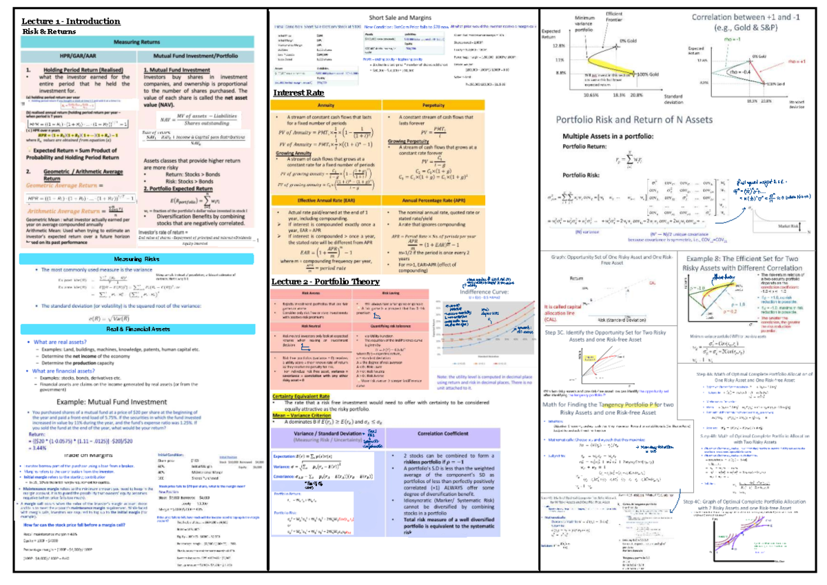 FIN3702 Midterms Cheatsheet - FIN3702A - Lecture 1 - Introduction Risk ...