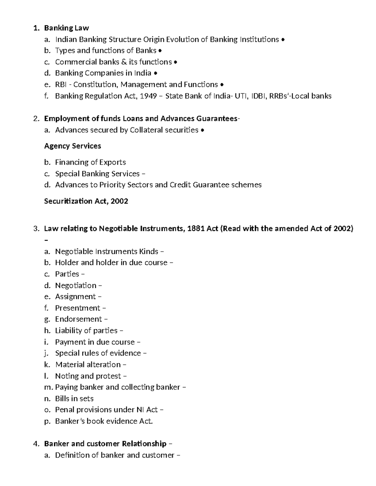 Banking Law (BL101): Comprehensive Short Notes on Key Concepts - Studocu