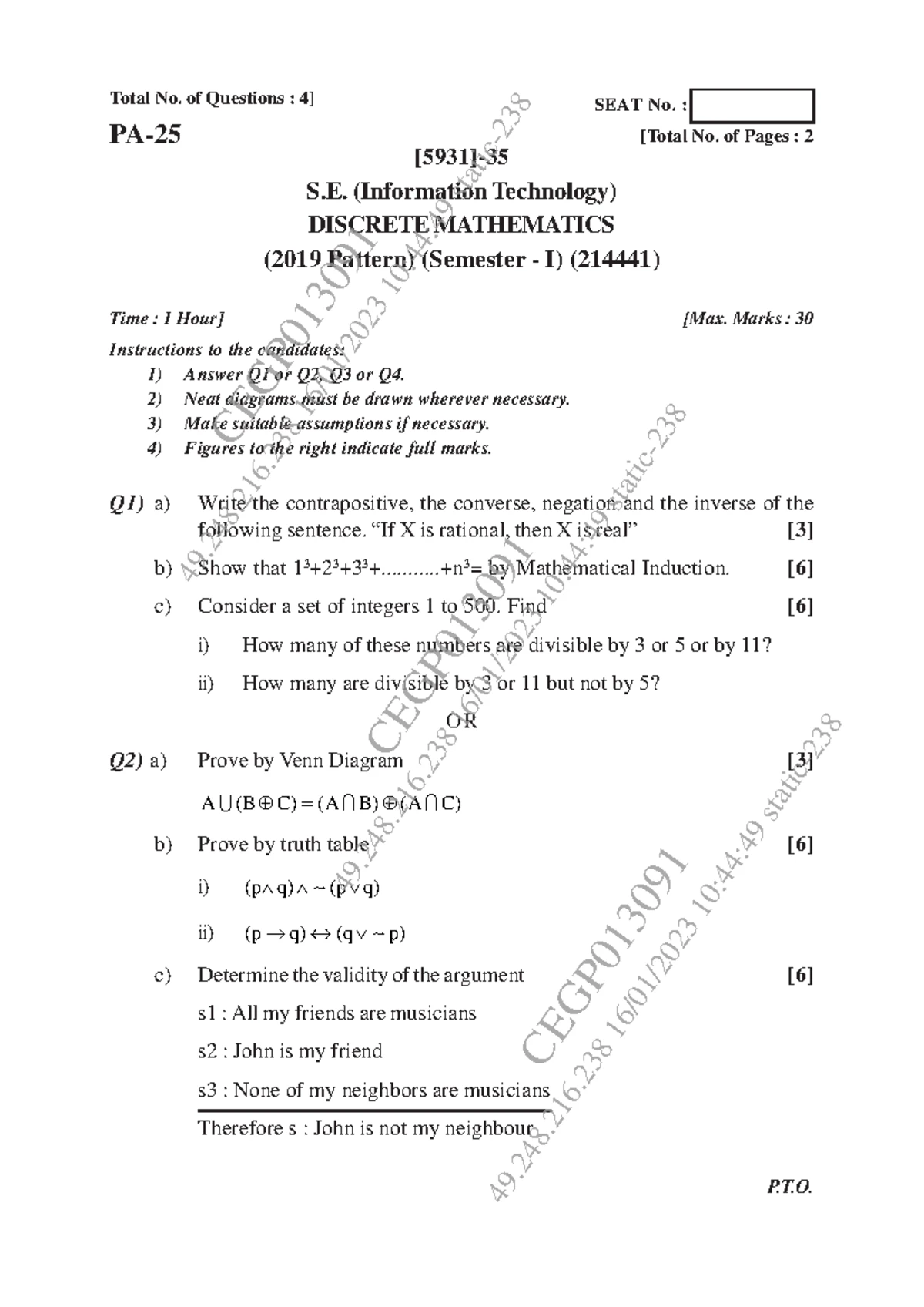 DM Theory Final Exam Question Bank: Comprehensive Review Guide - Studocu