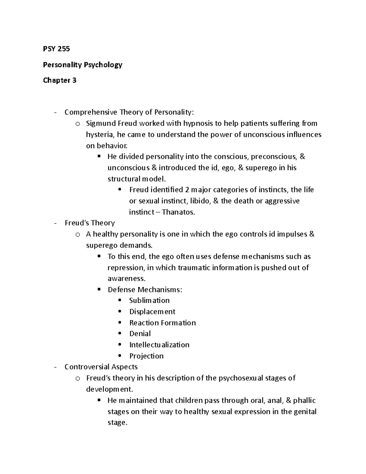 PSY 255 CH 3 - Personality Psychology Chapter 3 Notes - PSY 255 ...