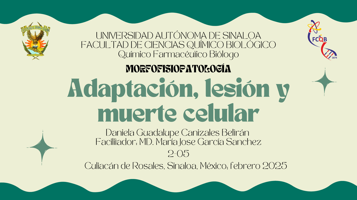 DGCB adaptación, daño y muerte celular - Adaptación, lesión y muerte ...