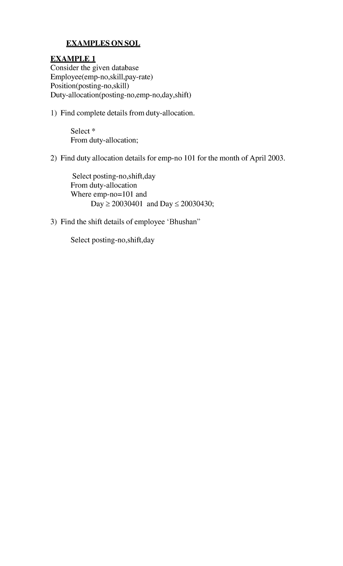 SQL Practice Examples: Queries and Solutions for Database Management ...