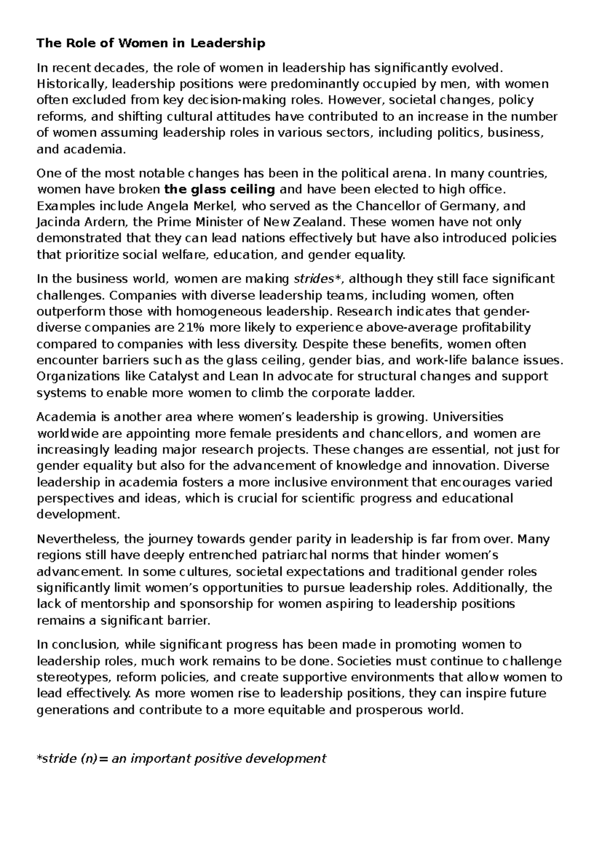 Session 2 - The Role of Women in Leadership - The Role of Women in ...