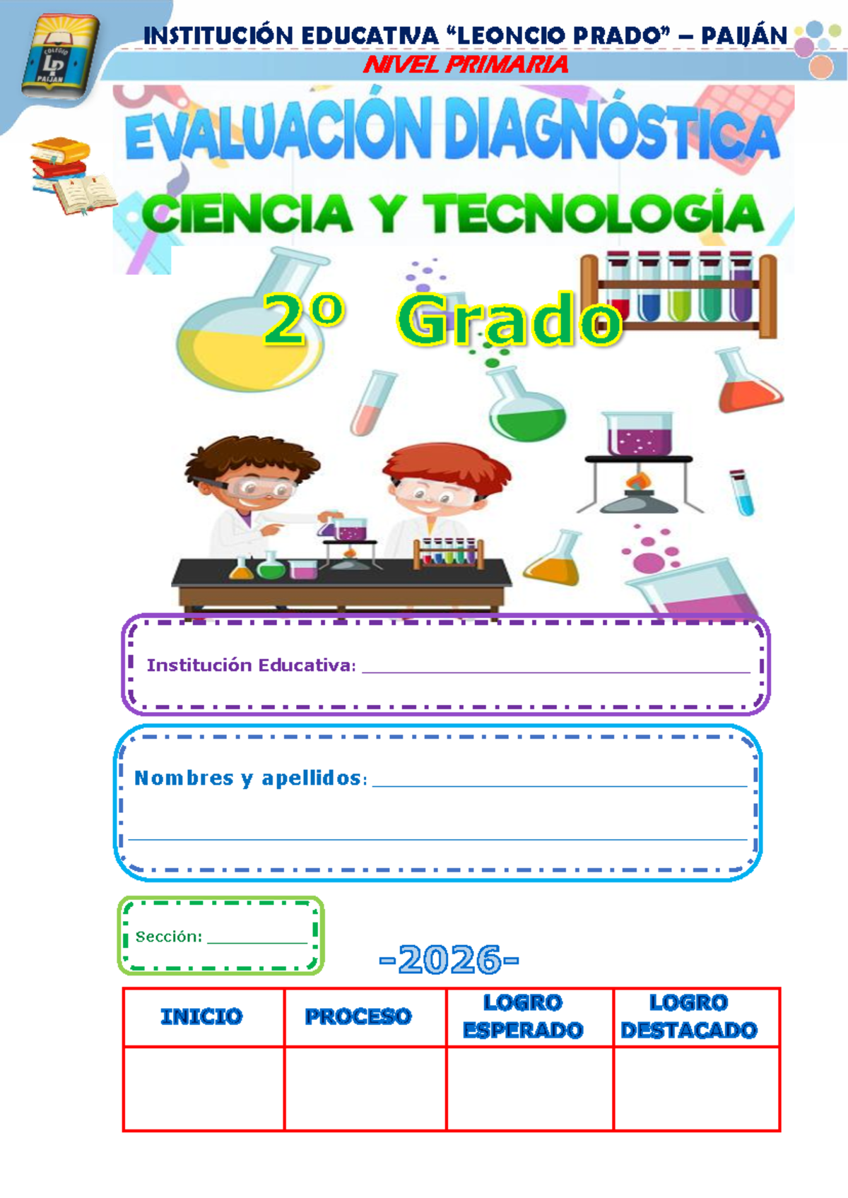 Evaluación Diagnóstica - Ciencia y Tecnología 2026 en Paiján - Document Preview