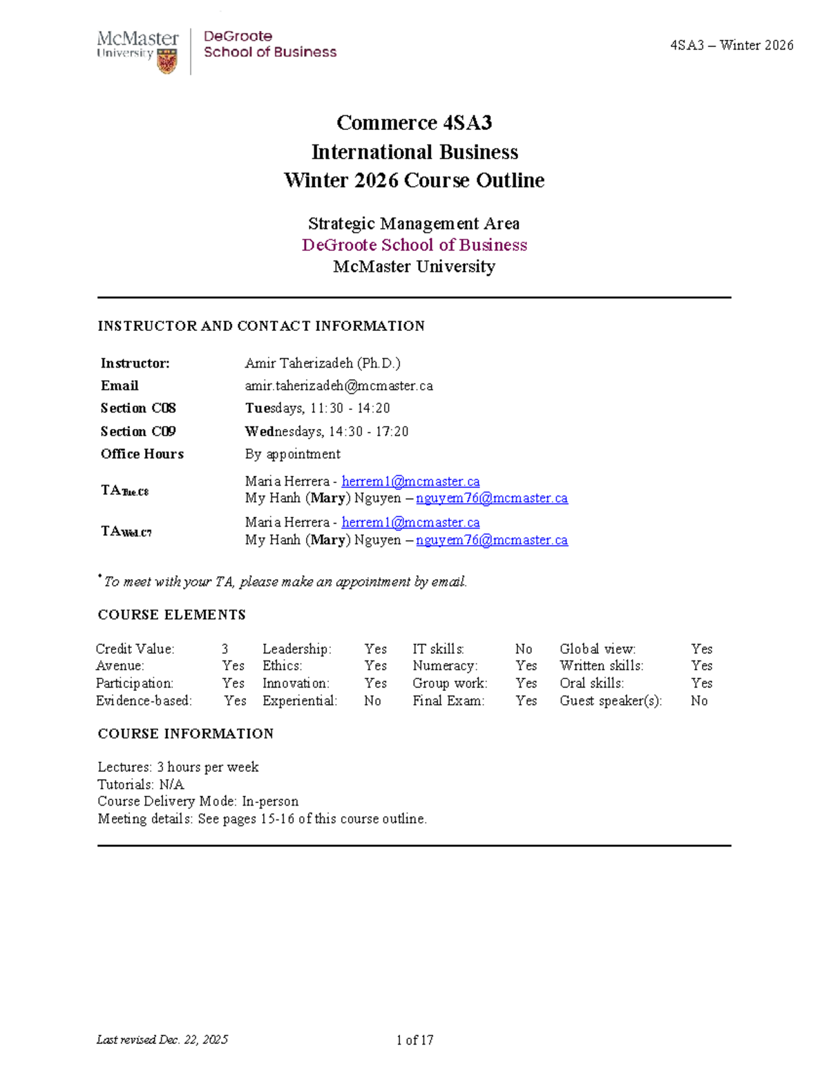 4SA3 Winter 2026 International Business Course Outline and Details ...