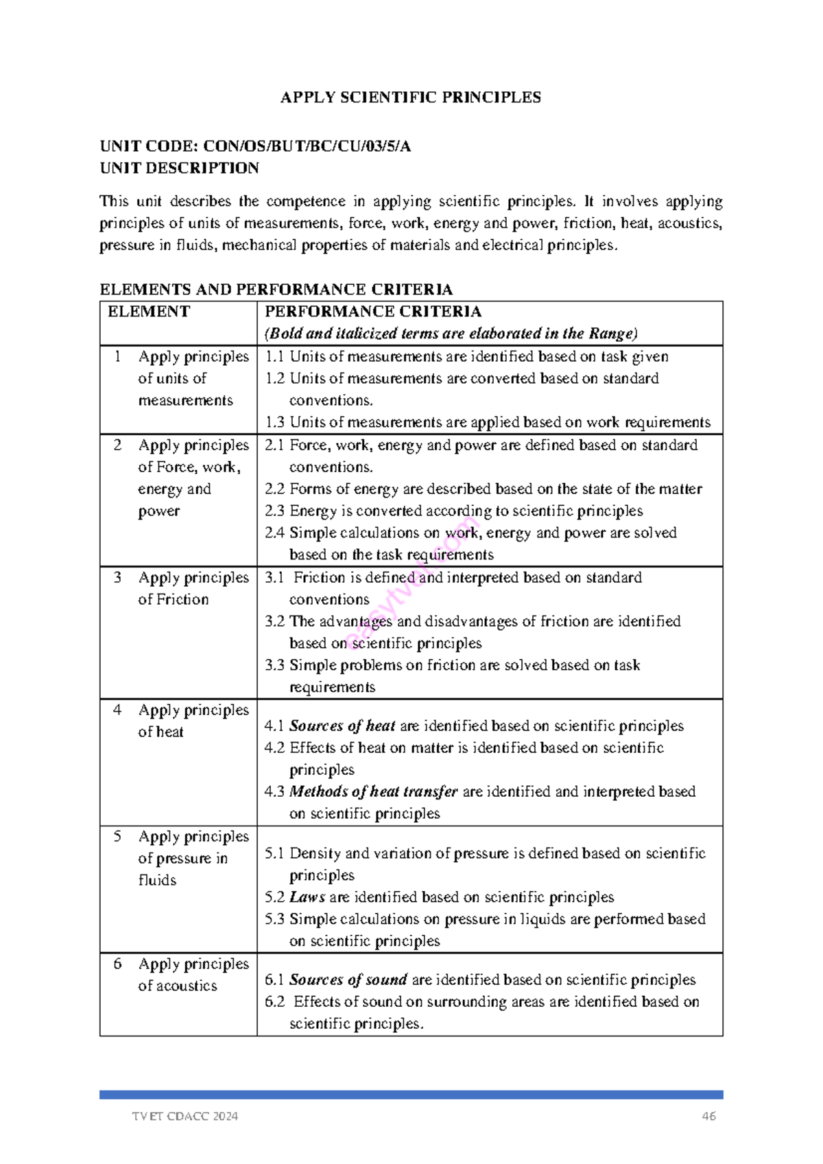 Sci principles - APPLY SCIENTIFIC PRINCIPLES UNIT CODE: CON/OS/BUT/BC ...
