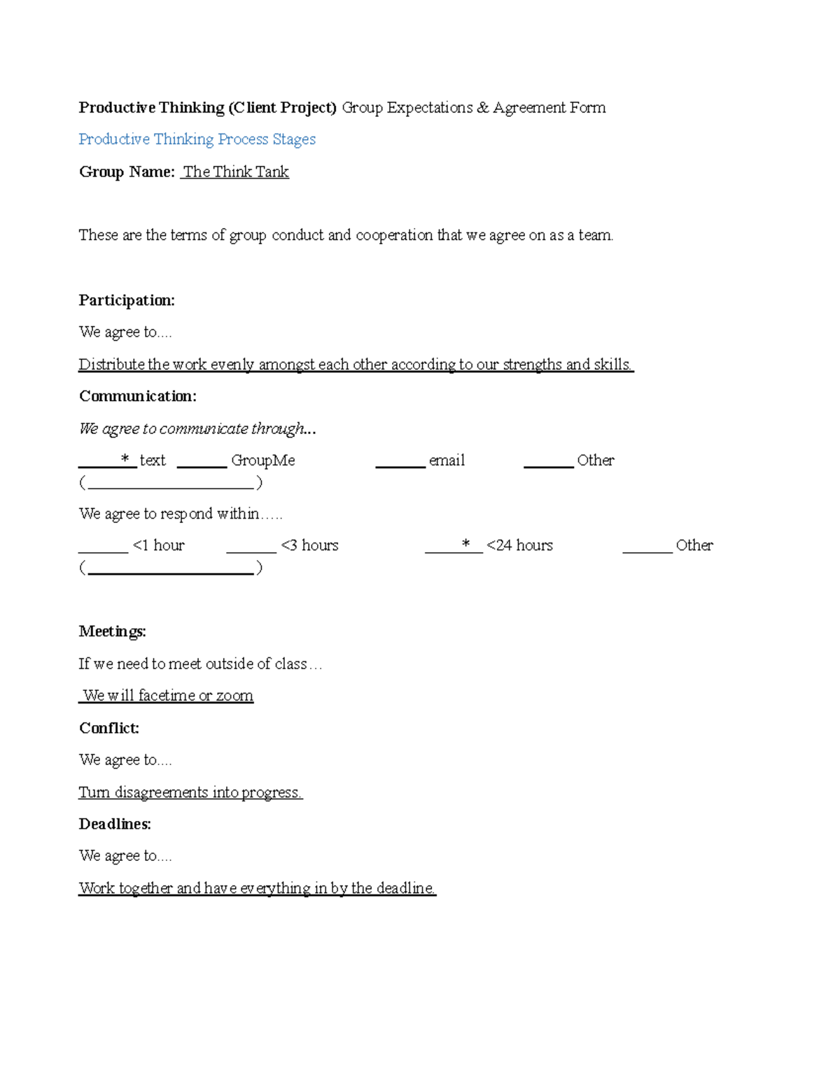 PT Client Project: Group Expectations & Cooperation Agreement - Studocu