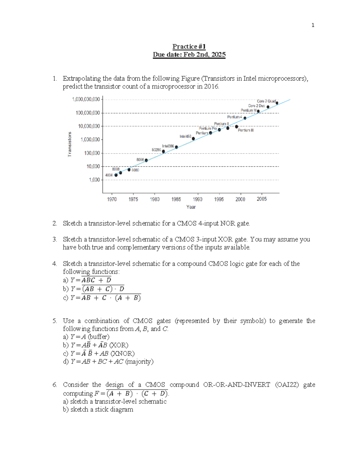 Practice -1: CMOS Logic Gates & Transistor Count Predictions - Studocu
