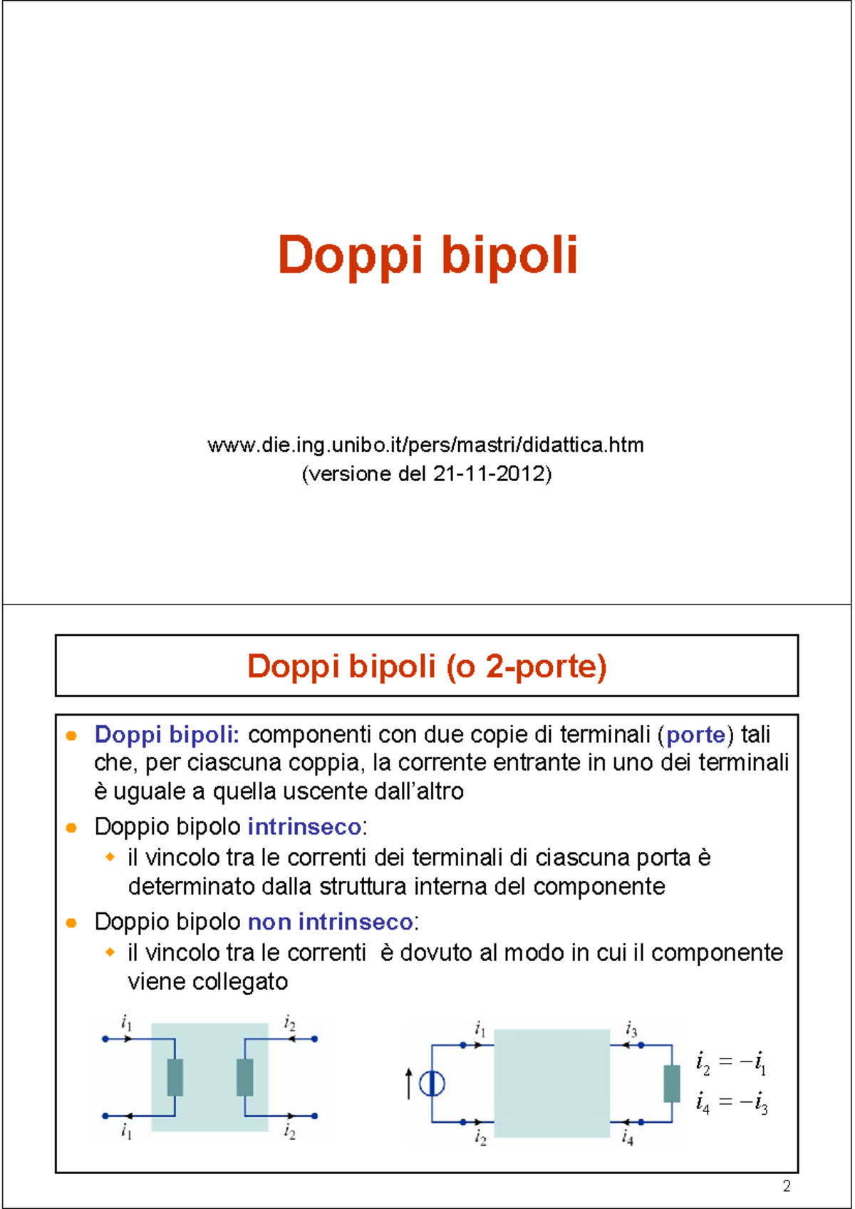 Appunti sui Doppi Bipoli - Corso 02-DOPPI-BIPOLI - Studocu