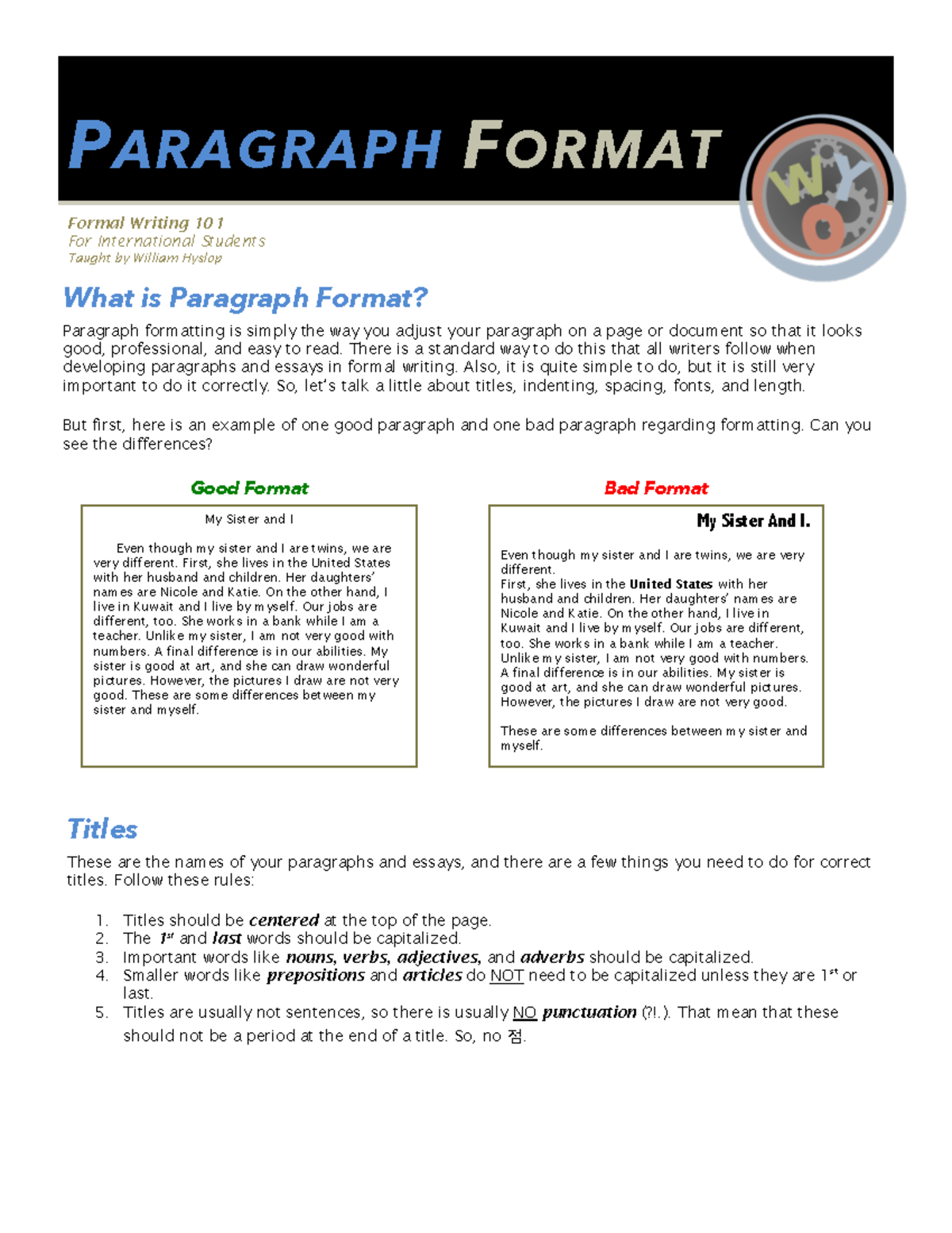 Formal Writing 101: Paragraph Format Guide for Int'l Students - Studocu