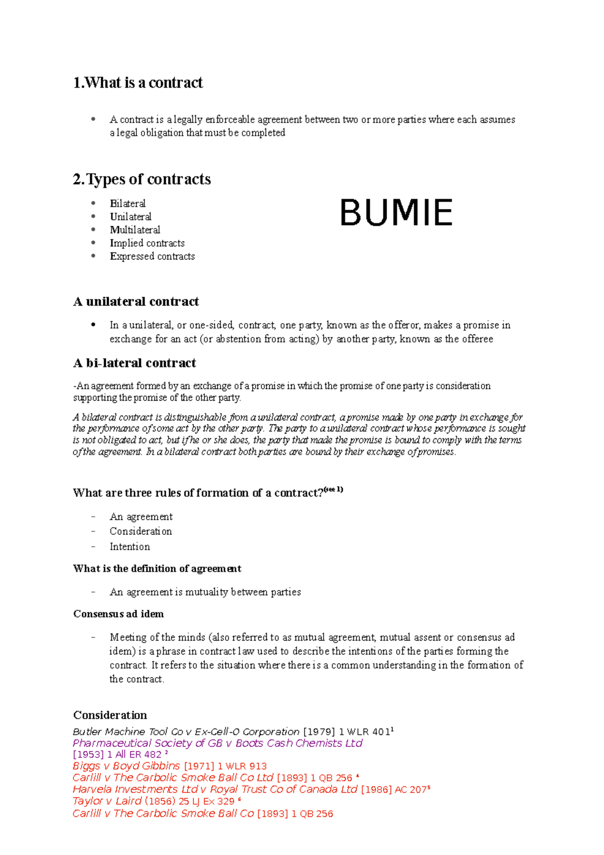 Contract Law Final Exam Study Guide: Key Concepts & Cases - Studocu