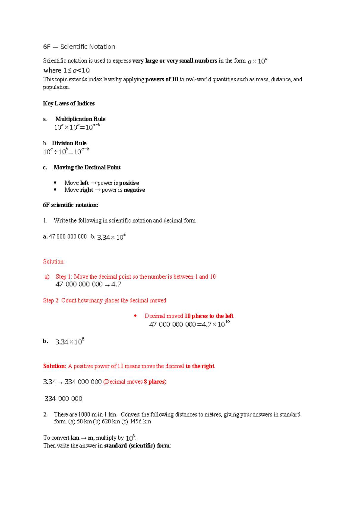 Year 9 Science: Understanding Scientific Notation & Indices - Studocu