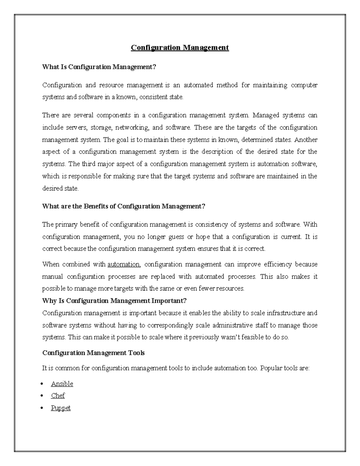 Configuration management and Ansible playbooks overview - Studocu