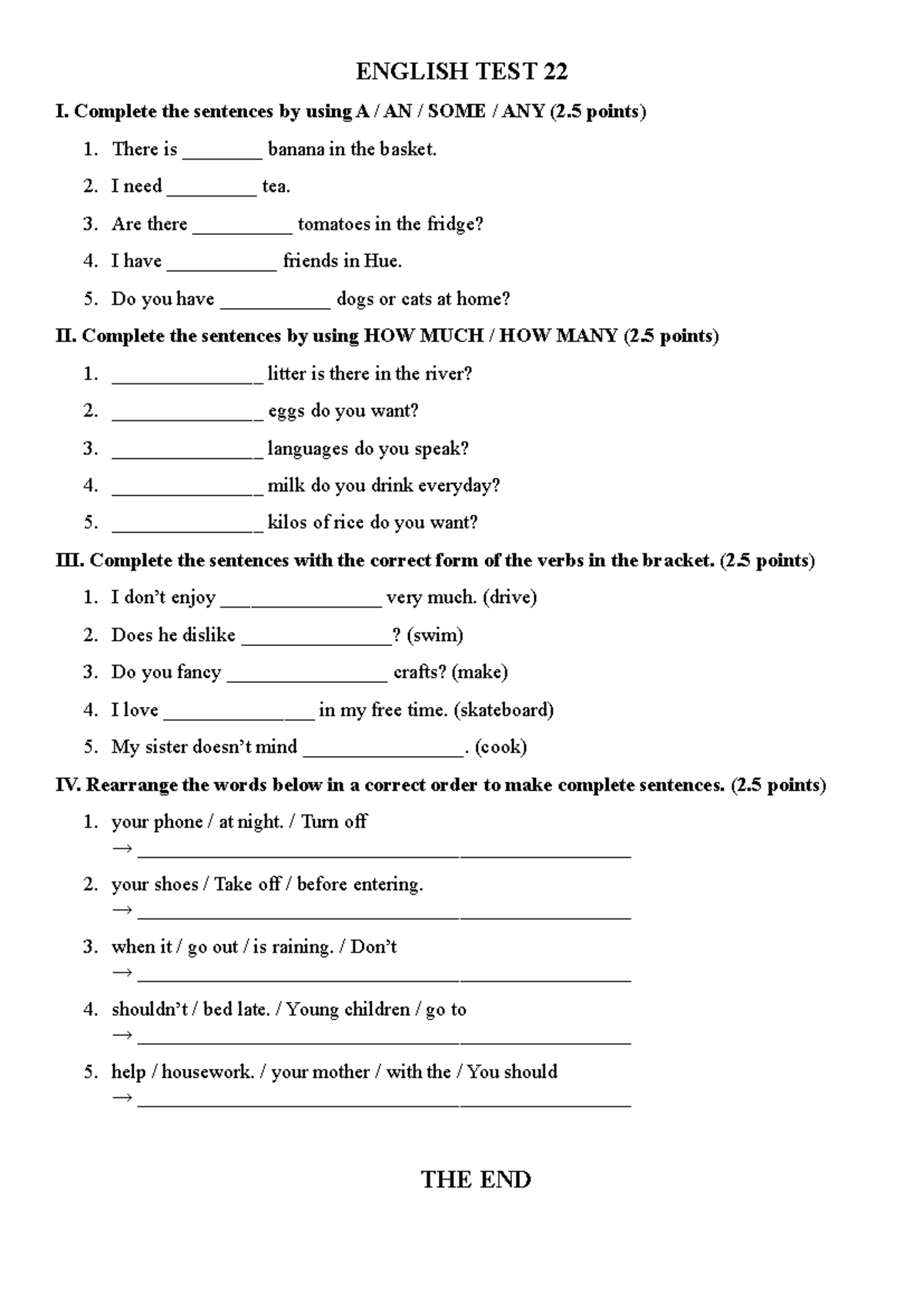 English TEST 22 - Sentence Completion and Verb Forms - Studocu