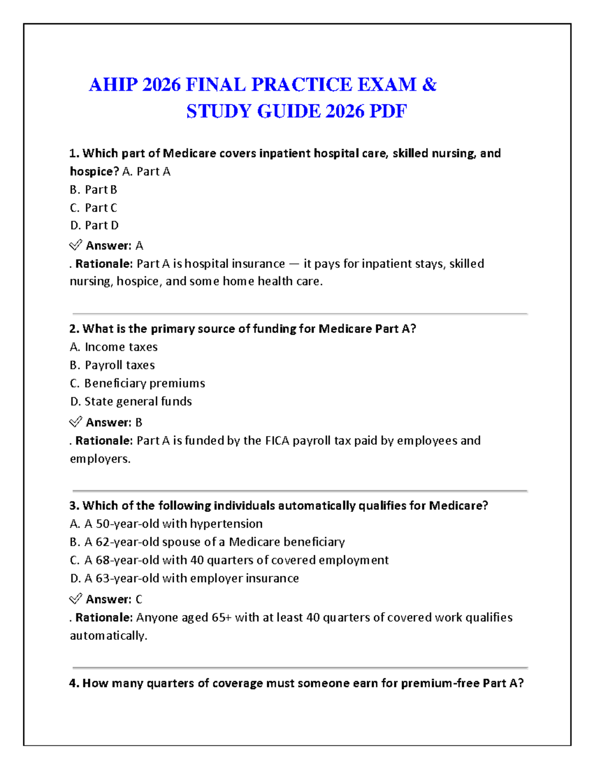 AHIP 2026 Final Practice Exam Study Guide - Studocu