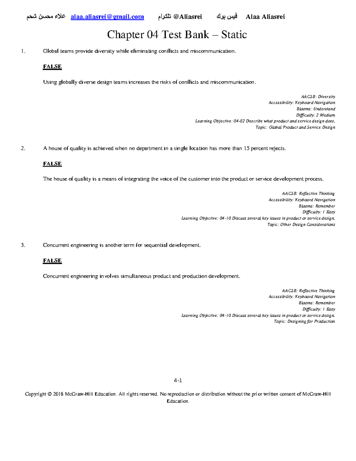Chapter 04 Test Bank - 4- Copyright © 2018 McGraw-Hill Education. All ...