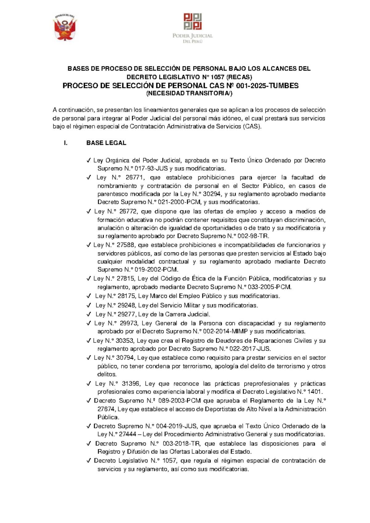 Bases del Proceso de Selección de Personal CAS Nº 10460 - Studocu