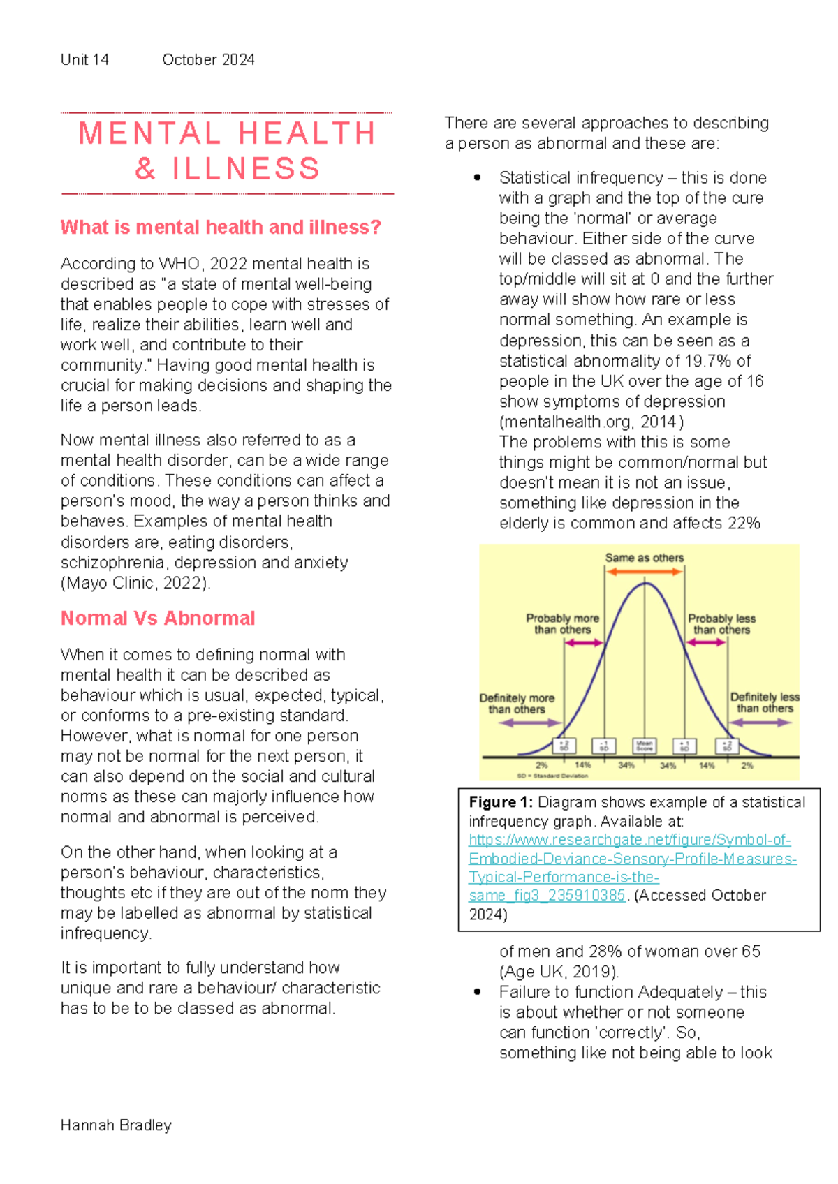 Unit 14 - Understanding Mental Health & Illness: Key Concepts ...