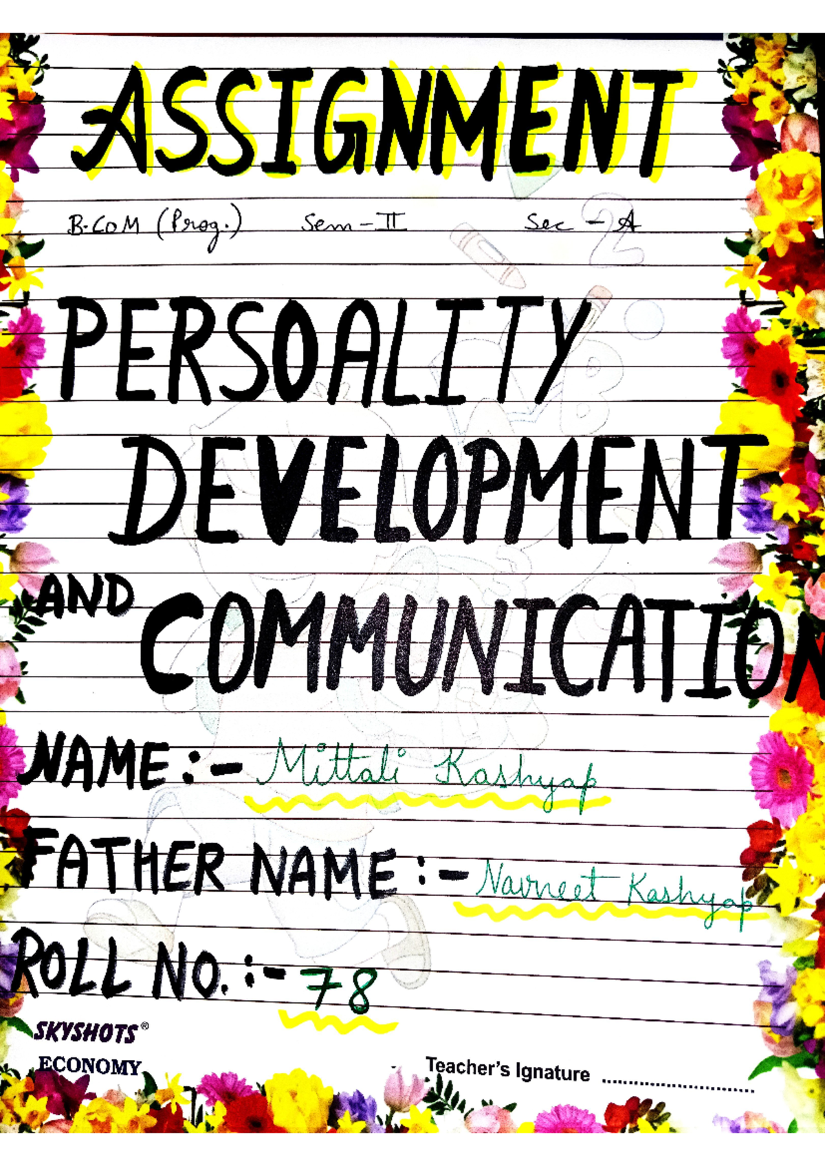Personality Development and Communication assignment - 2036000005 - Studocu