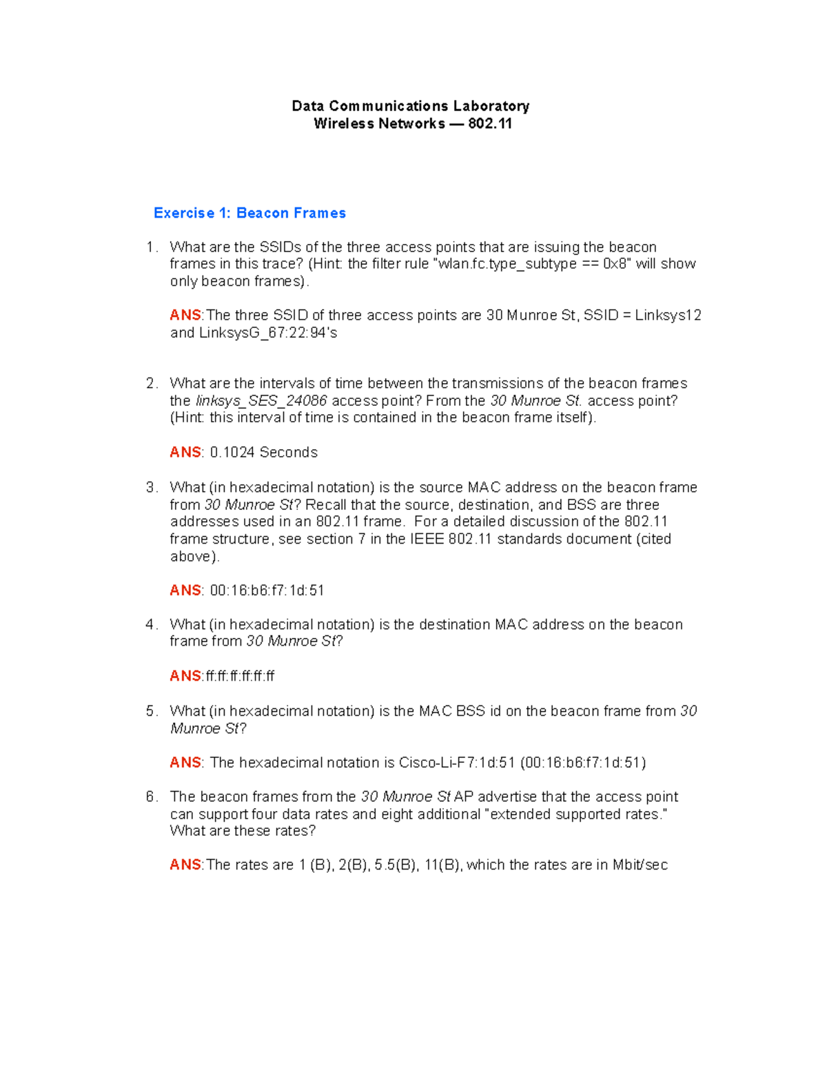 Practical - WiFi Lab Documentation Template for Wireless Networks 802 ...