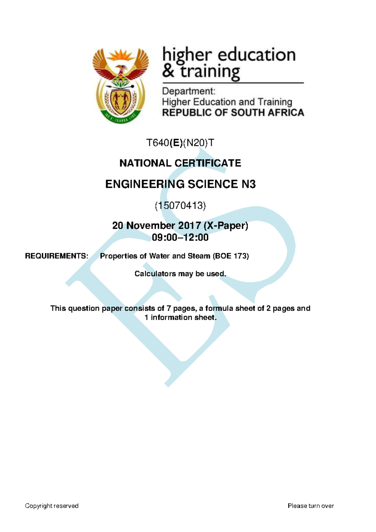 Engineering Science N3 November 2017 Question Paper (15070413) - Studocu