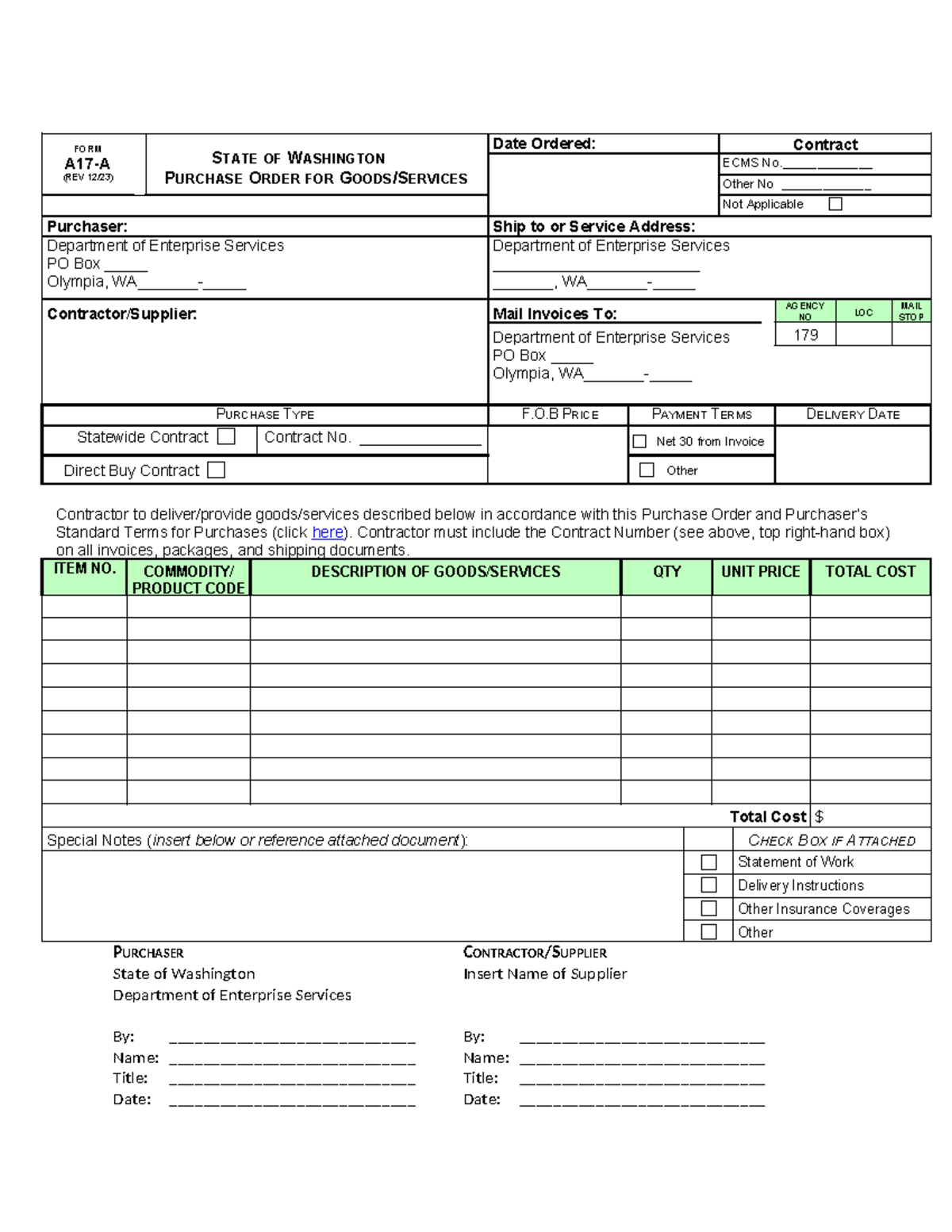 State of Washington Purchase Order Template Cn P - Rev. Form - Studocu