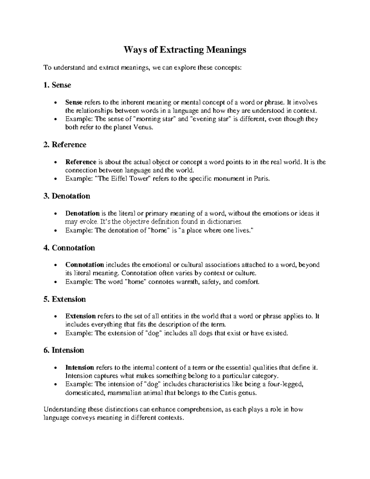 Ways of Extracting Meanings in Linguistics BS 5th Edition - Studocu