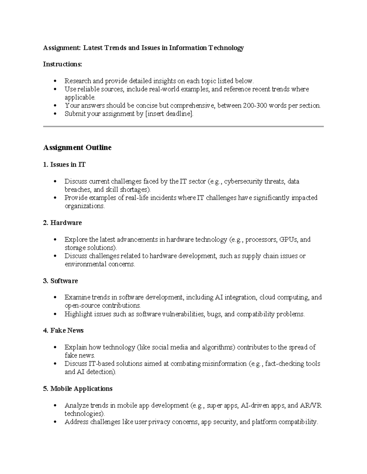 Assignment on Latest Trends and Issues in IT - Assignment: Latest ...
