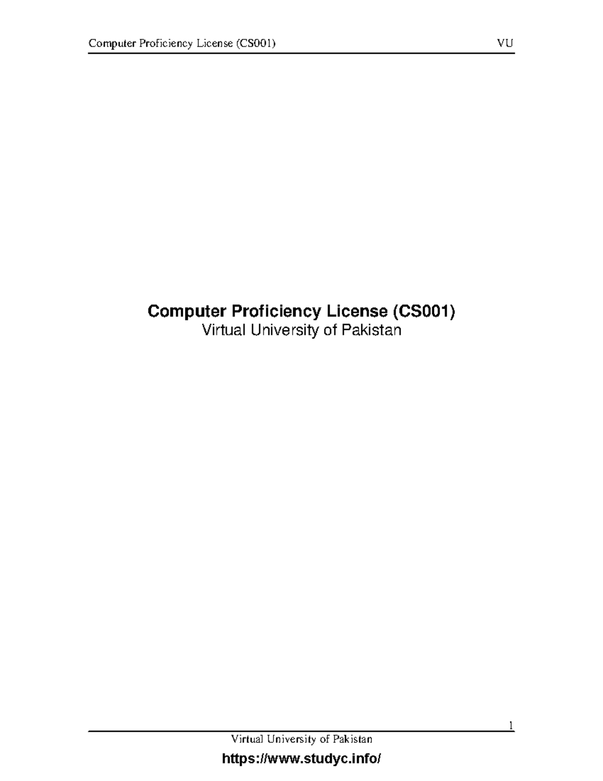 Computer Proficiency License (CS001) Comprehensive Handouts PDF - Studocu