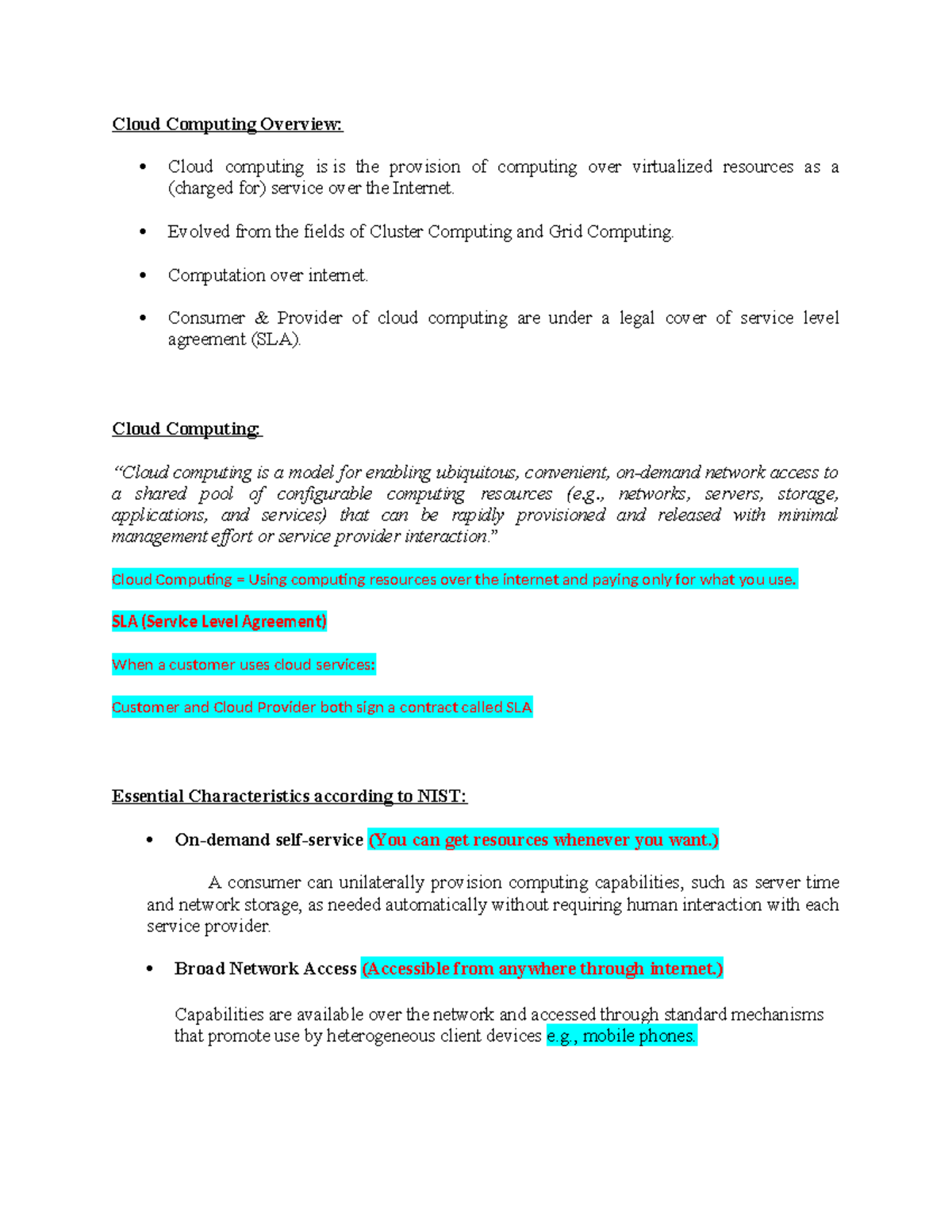 CS435 Cloud Computing Overview: Key Concepts and Models - Studocu