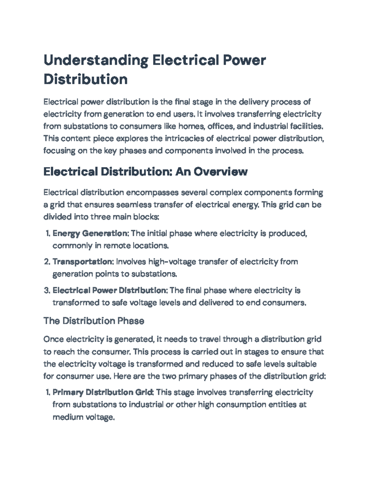 Comprehensive Guide to Electrical Power Distribution Systems ...