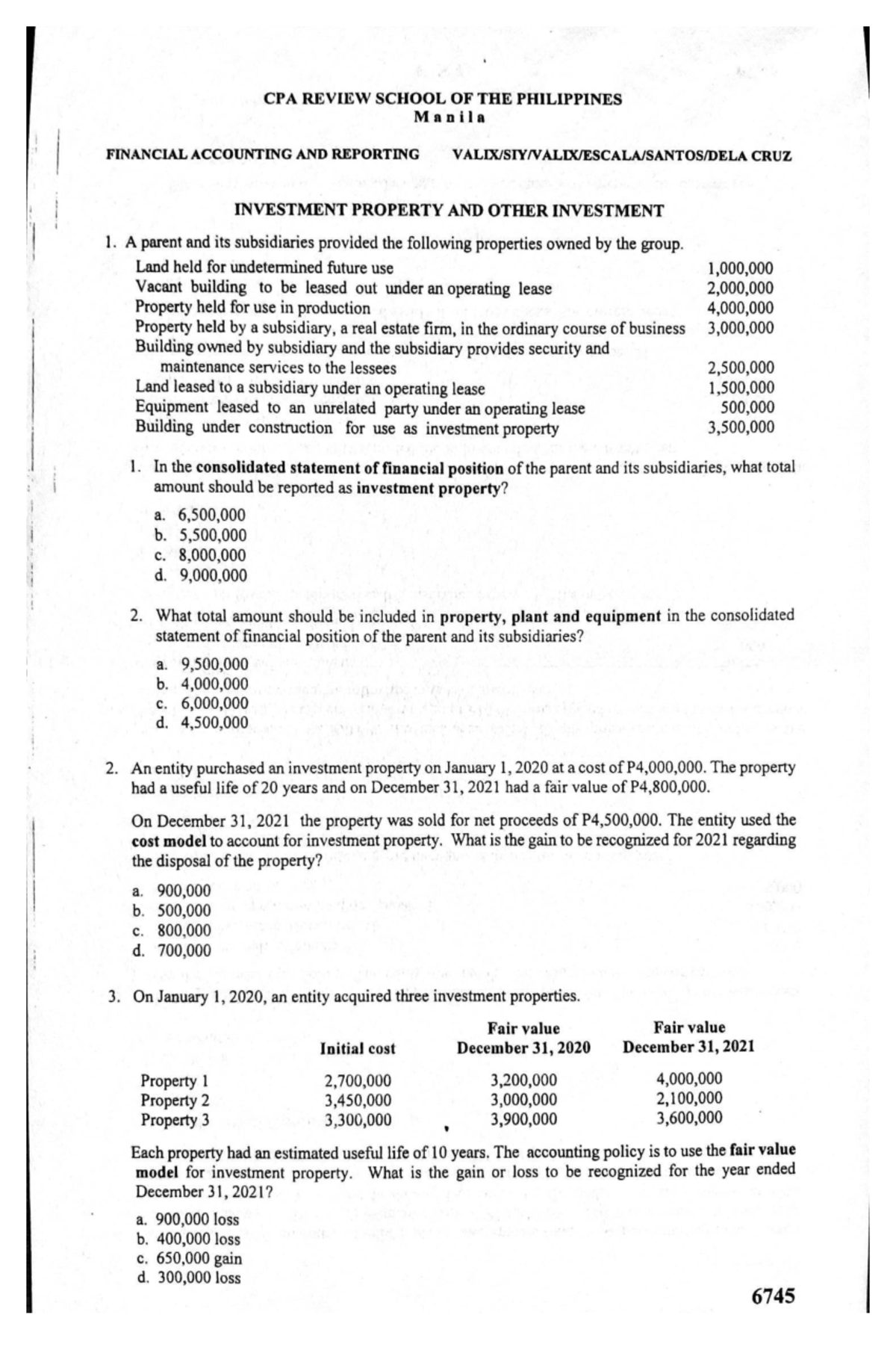 Cpa 101 financial accounting and reporting investment property notes ...