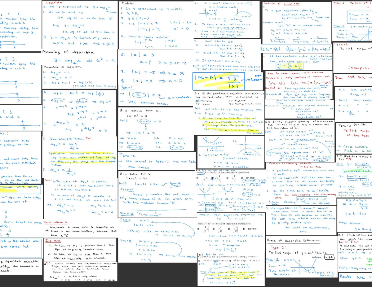 Quadratic Equations and Inequations: Logarithm Modulus Conditions - Studocu