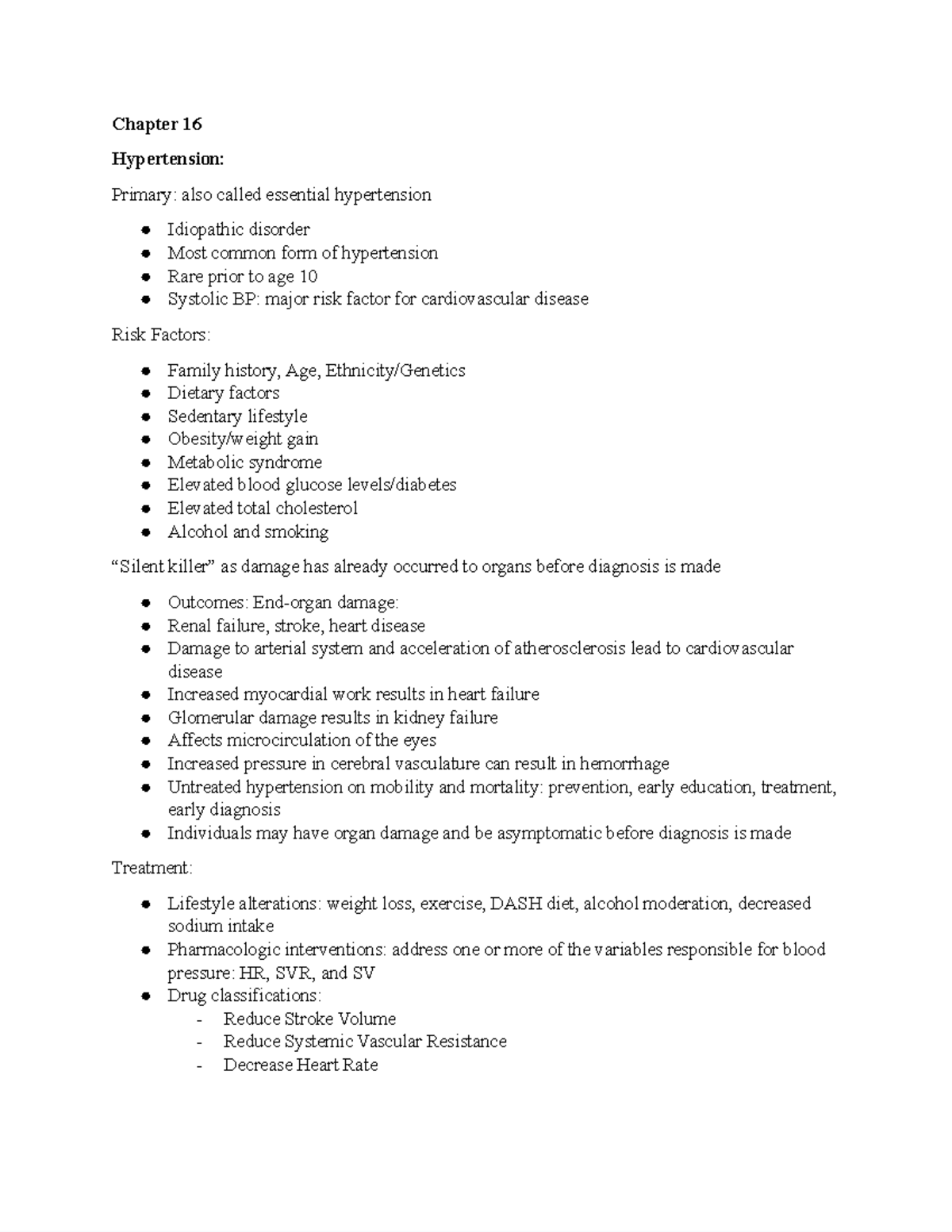 Patho 101: Hypertension & Cardiovascular Disorders Study Guide - Studocu