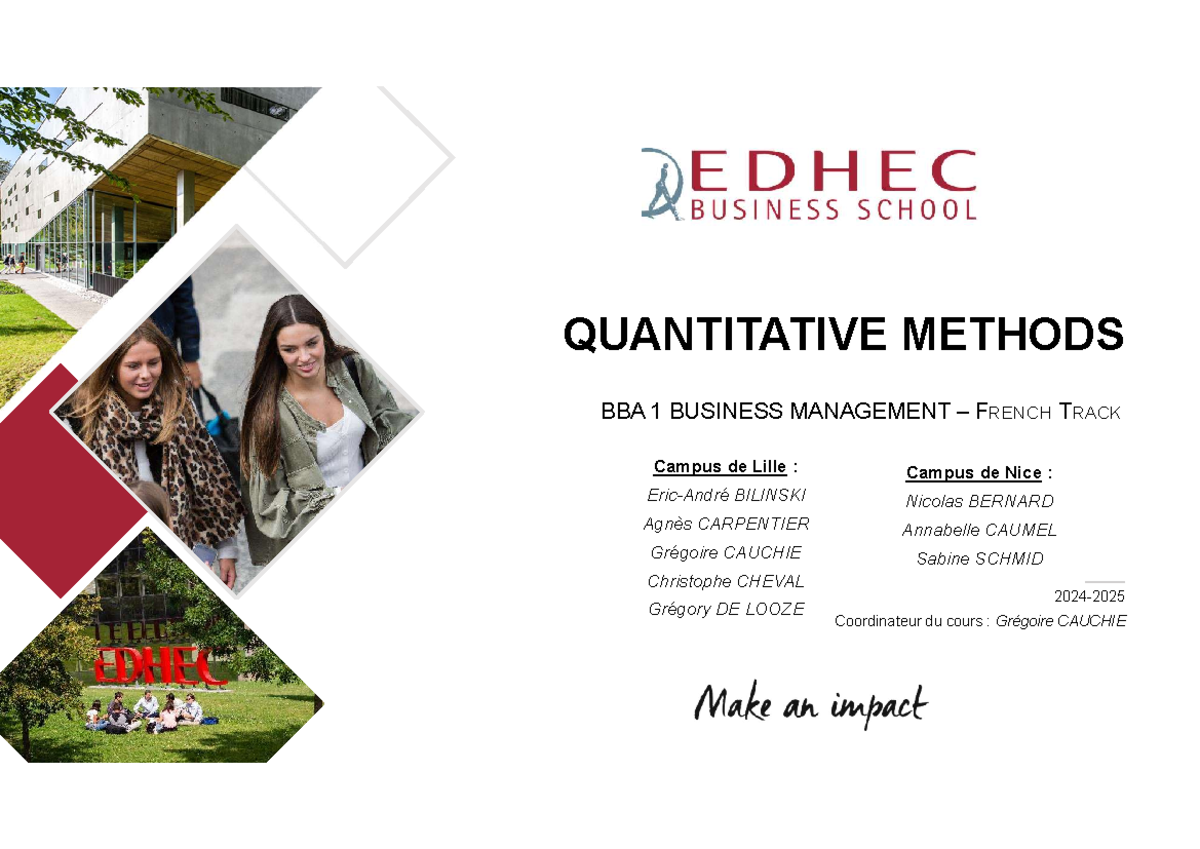QM Leçon 6-vbb - Cours 6 - QUANTITATIVE METHODS BBA 1 BUSINESS ...