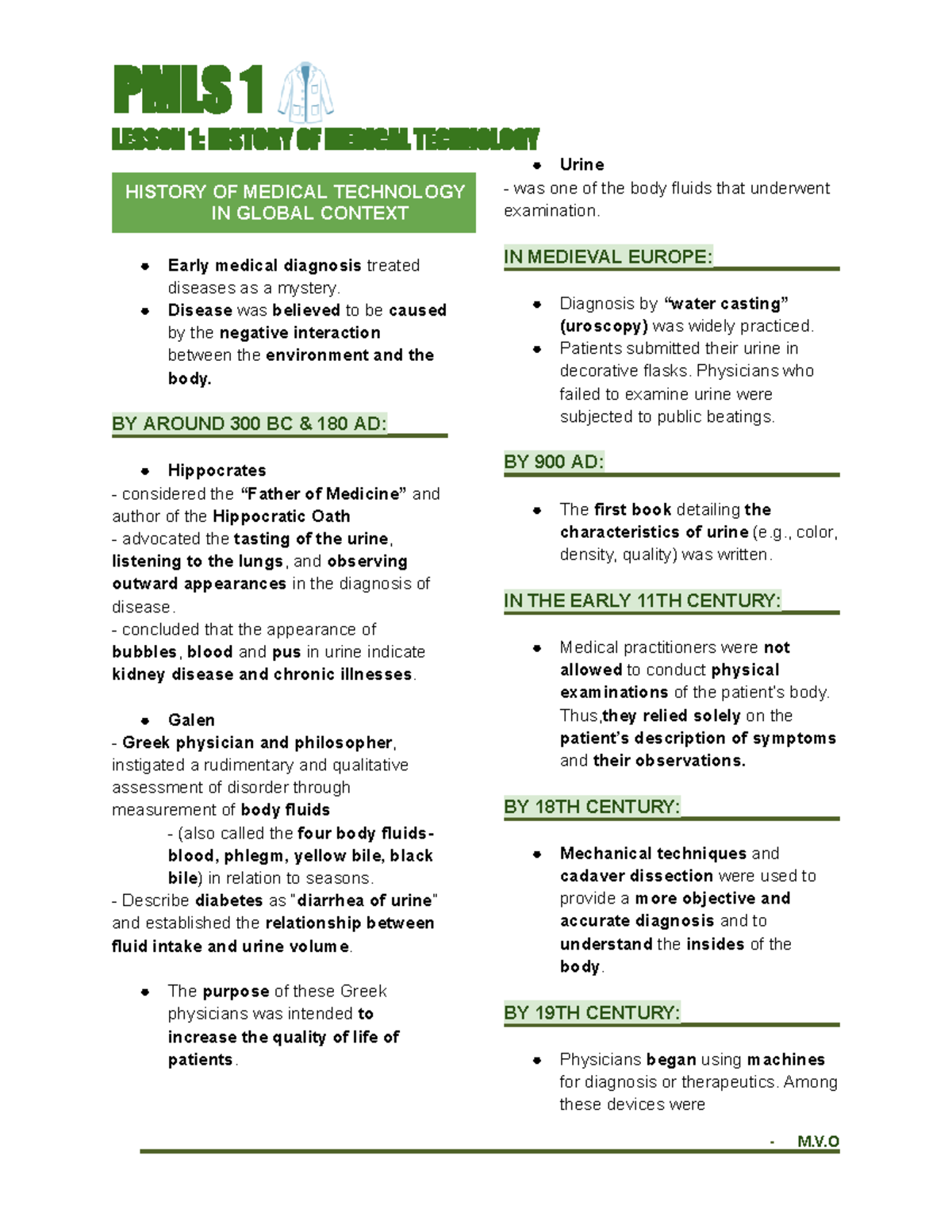 PMLS 1: Lesson 1 - History of Medical Technology Overview - Studocu