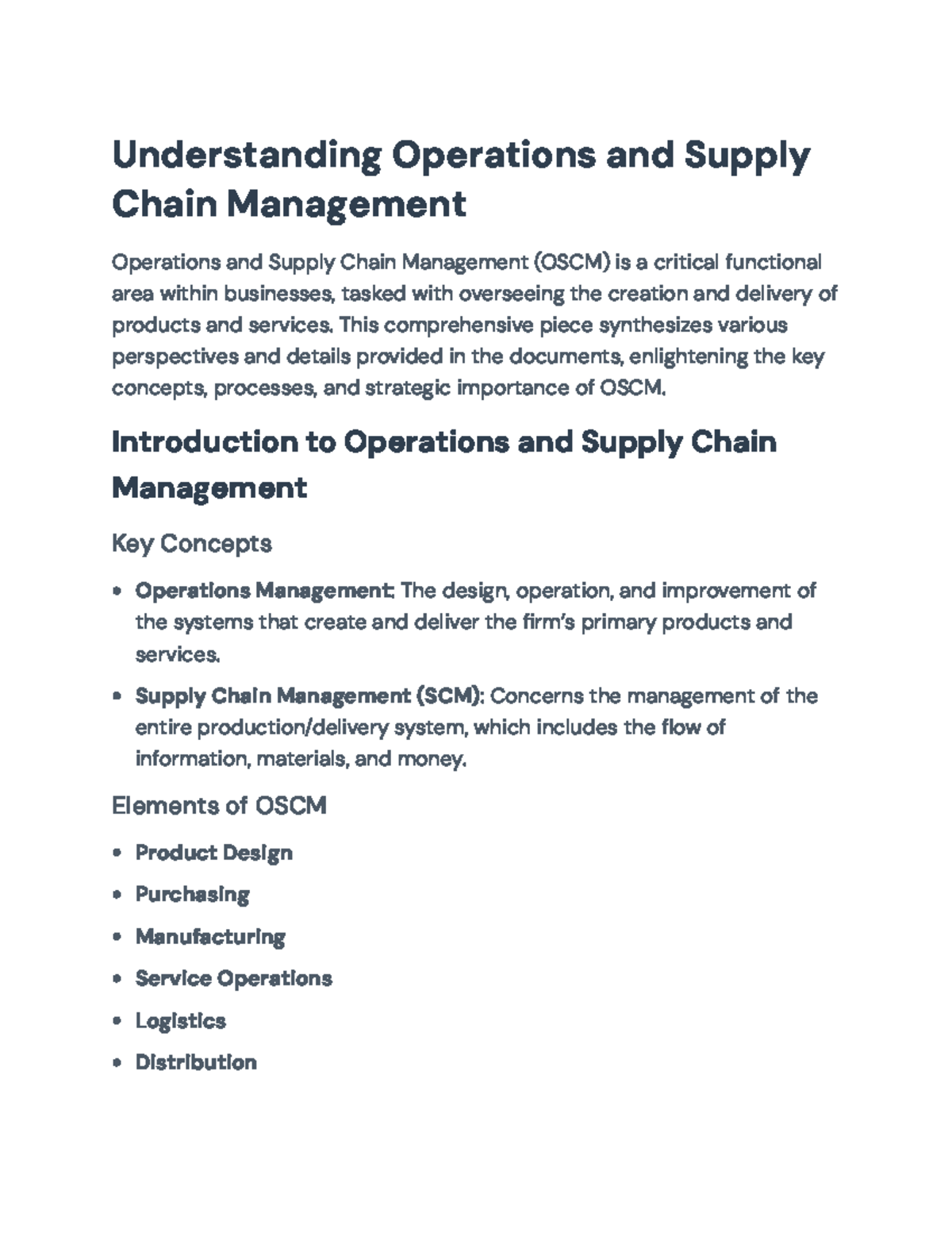 Operations and Supply Chain Management (OSCM) Overview and Insights ...