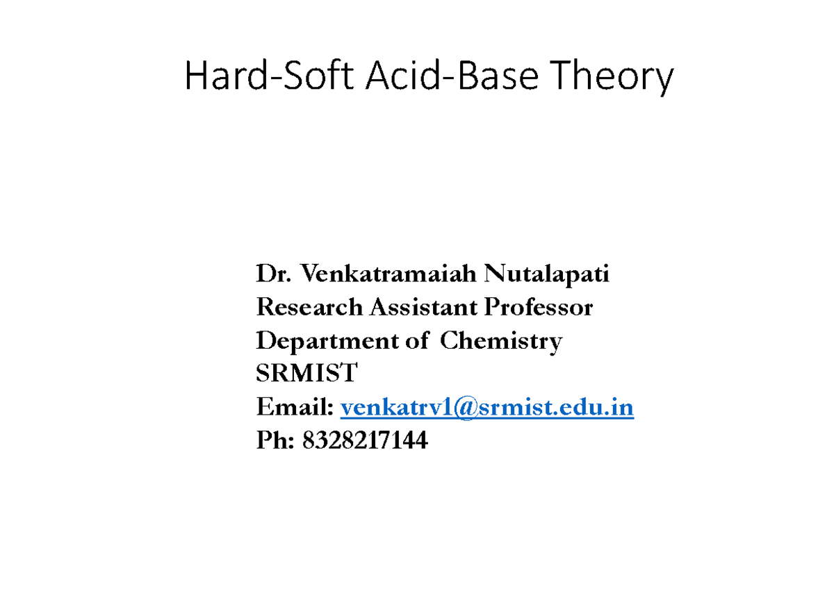 UNIT-IV Lecture Notes: HSAB to Pourbaix Diagrams in Chemistry - Studocu